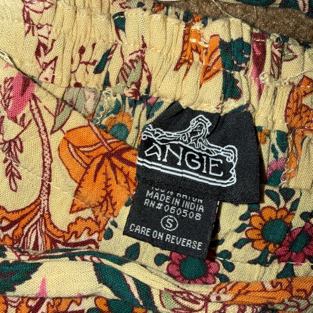 Angie Floral Wide-Leg Pants - Cream, Burgundy, Teal, Orange size S - Picture 6 of 8
